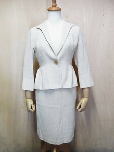 美品 ANAYI アナイ ジャガード生地 スカートスーツ セットアップ オフホワイト サイズ36
