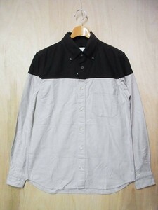 綺麗 ts(s) ティーエス 切替デザイン オックスフォード B/D 長袖 シャツ 黒ｘベージュ サイズ2