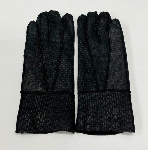 アウトレット新品★ムートン手袋レディース レザーグローブ 本革 薄め 保温防寒 ブラック