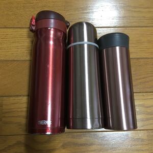水筒 3本 サーモス 他 赤 ピンク