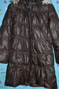  Uniqlo UNIQLO DOW COLLECTION with a hood light down coat light brown group color size :150( used )