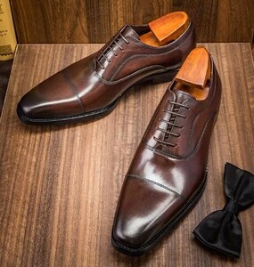 【26.5cm】206-706A新品メンズ 本革 ビジネスシューズ 内羽根 ドレスシューズ ストレートチップ 高級紳士靴