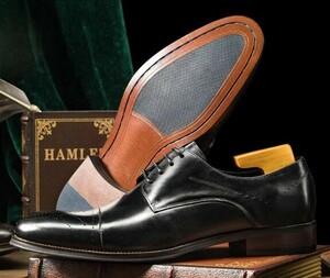 【25.5cm】301-801Aメンズ 本革新品 ビジネスシューズ 外羽根 高級紳士靴 大人のエレガント 華やかなスタイル 絶妙な色味で高級感
