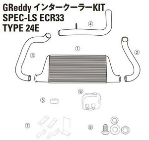 【TRUST/トラスト】 GReddy インタークーラー スペックLSリペアパーツ スカイライン ECR33 TYPE24(1)インタークーラーコアT24E [12421017]