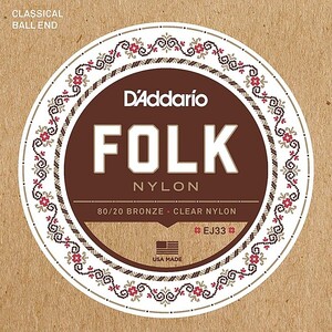 D'Addario EJ33 Folk Nylon 80/20 Bronze Clear Nylon Trebles ダダリオ クラシック弦