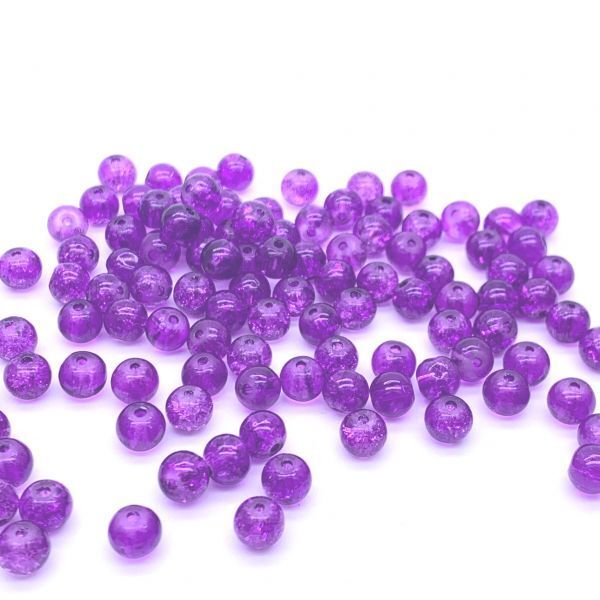 ハンドメイド クラフト パーツ クラックビーズ 6mm 約100個 パープル