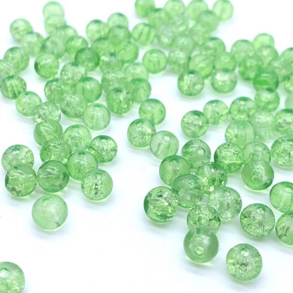 ハンドメイド クラフト パーツ クラックビーズ 6mm 約100個 ライムグリーン