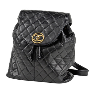 [Junk] Chanel CHANEL Coco Mark Rucksack CC Mark Backpack Matrasse Leather Black Ladies [Usagé], Chanel, Sac, sac, sac à dos