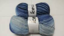 輸入 毛糸　Ice Yarns　アンゴラアクティブ　アンゴラ25％　アクリル75％　100ｇ×2個セット　ブルー＆ホワイト　トルコ　海外_画像3