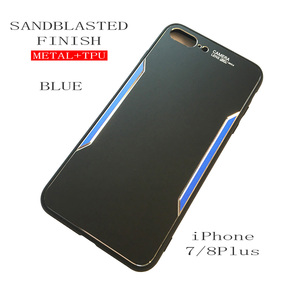 iPhone 7 Plus/8 Plus metal +TPU blue Impact-proof fingerprint suppression CNC processing iPhone 7 Plus/8 Plus case free shipping 