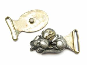 【2791】堤物　明治時代　銀製　ネズミ彫金　金物（初品・買取品）