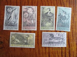 チェコの野鳥ータゲリ他　６種完　未使用　1960年　チェコスロバキア共和国　VF/NH