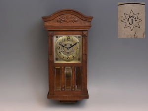 ジャンク品 アンティーク 掛け時計 ドイツ ユンハンス JUNGHANS 木製 機械式 振り子時計　z2457k