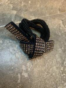  beautiful goods accaaka rhinestone biju- ribbon hair elastic 