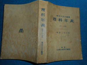 即決1951年『昭和26年理科年表』アンティーク科学、天文暦学書、物理、地学、気象東京天文台、化学、地震、日食、月食astronomy,　Science