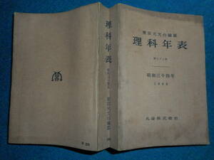 即決1959年『昭和34年理科年表』アンティーク科学、天文暦学書、物理、地学、気象東京天文台、化学、地震、日食、月食astronomy,　Science