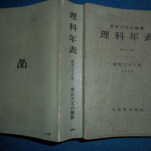 即決1963年『昭和38年理科年表』アンティーク科学、天文暦学書、物理、地学、気象東京天文台、化学、地震、日食月食　astronomy,　Science