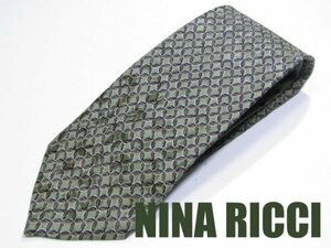 Y 802 ニナリッチネクタイ NINA RICCI 緑色系 チェーン絵柄 プリント