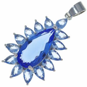 A7734*[925 * silver made ]* blue group tanzanite color Stone * new goods pendant * necklace .*