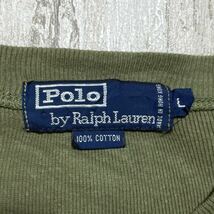 【アースカラー】ポロバイラルフローレン Polo by Ralph Lauren 長袖 ヘンリーネックTシャツ Lサイズ モスグレー レッドポニー 22-27_画像6