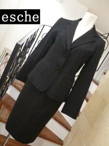 5万esche　エッシュ　黒ブラックスカート スーツ40　38　就職活動　ビジネススーツ