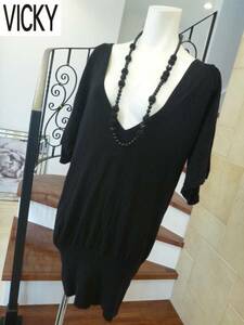  beautiful goods Vicky (VICKY) black black long tunic One-piece 2 M corresponding 