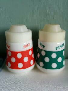 *イタリア ミルクガラス アンティークSALT&PEPPER*ヴィンテージ調味料入れレトロ雑貨ソルト ペッパー 美品ブロカント塩こしょう胡椒 容器