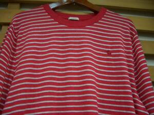  Abercrombie & Fitch * long sleeve T shirt ( border ) / XL size / red & silver 