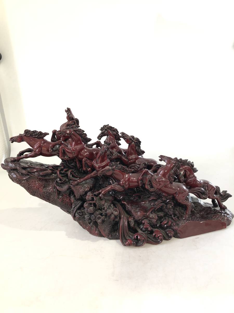 格安限定品 ヤフオク! 高さ97㎝ 九頭馬 黒檀 - 唐木 「馬九行久