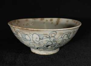 古い中国 明末 染付 茶碗 古玩 中国美術 b-08b227