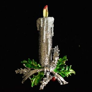 GERRYS刻印あり クリスマス ヴィンテージ エナメル/七宝のキャンドルのブローチ 本物保証