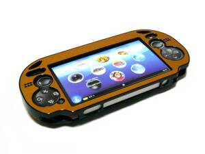 PSVITA用保護プラスチックxアルミニウム収納ケースカバー新品橙 PSVITA1000　専用