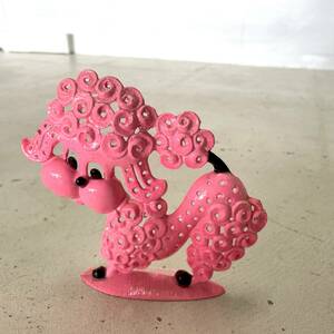 USA miscellaneous goods 70s REVER MFG poodle earrings tree / holder pink Vintage antique interior made of metal dog retro 70 period 