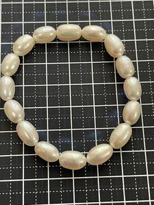  hand made fresh water pearl bracele 10.5mm×7.3mm! 16 piece 13.4g lady's 