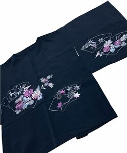 羽織 道中着 花柄 刺繍 大正レトロ ビンテージ 高級品 黒 着物 反物 上品 コート