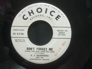 A.T. Humphries And The Continental Quartet / Don't Forget Me ◆EP3402NO BRP◆EP