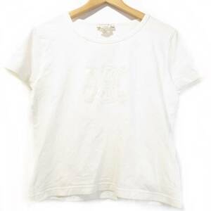 セリーヌ CELINE ビジュー マカダム刺繍 Tシャツ カットソー 半袖 国内正規品 スパンコール ロゴ トリオンフ 白 ホワイト XL