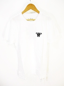 未使用品 アロハビーチクラブ クルーネック Tシャツ カットソー 半袖 ロゴ ホワイト 白 XS ZX レディース