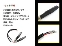 汎用 バイク 流れるウインカー LED シーケンシャルウインカー ラバー製 12連LED搭載アンバー ブラックボディー ボルトM10×P1.25 2個セット_画像2