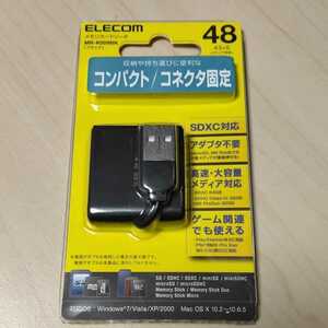 ◆ELECOM USB2.0/1.1 ケーブル固定メモリカードリーダ/43+5メディア/ブラック MR-K009BK