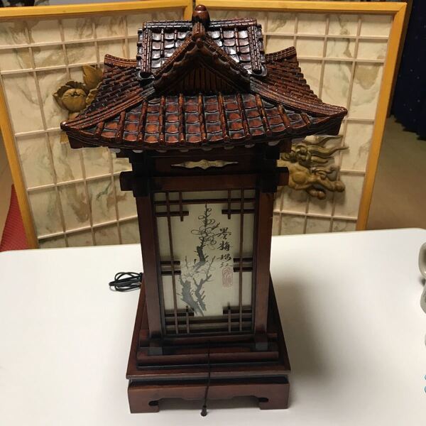 希少品 古美術 ランプ 灯籠 木製 照明器具 仏教美術