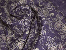 化繊　小紋　反物　毛97%・ナイロン3%　青紫色地に花柄　未使用・未仕立て 　新古品　_画像4