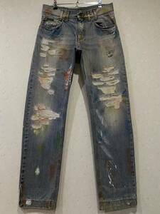 * DOLCE & GABBANA DOLCE & GABBANA G3018D Traitement des dommages et des réparations de la peinture Logo broderie denim Indigo Fabriqué en Italie 46 BJBB.B, Bas, jeans, 46