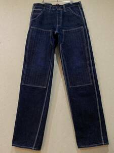 *SAMURAI Samurai jeans HS-02 Logo paint double knee pe Inter Denim pants not yet hem direct made in Japan dark blue 36 large size BJBB.B