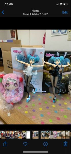 初音ミク　Bicute Bunnies 2種セットフィギュアと初音ミクぬいぐるみ フィギュア