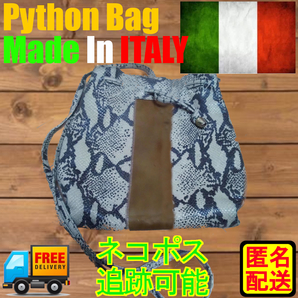 【イタリア製・パイソン柄】本革ショルダーバッグ|ヴィンテージ風・個性派・匿名配送|ヘビ革風 レザー調 バッグ