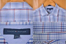 ビッグサイズ TOMMY HILFIGER トミーヒルフィガー 長袖シャツ ブルー系 チェック柄 メンズ2XL相当(22364_画像3