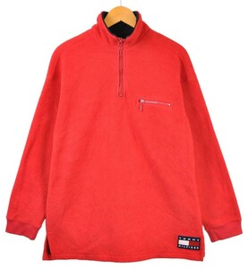 TOMMY HILFIGER トミーヒルフィガー ハーフジップ フリース レッド メンズL相当(24822