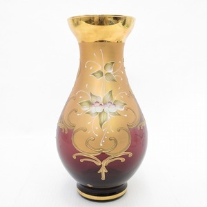 #anv Murano glass MURANO GRASS vase flower base Venetian glass red gold flower gold paint [718901]
