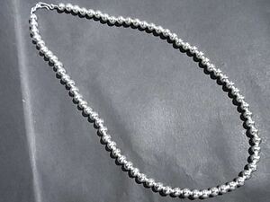 USA Indian jewelry NAVAJO Navajo pearl necklace SilverPlate beads 6mm,45cm west coastal area lock Surf Country outdoor mechanism ji Biker 